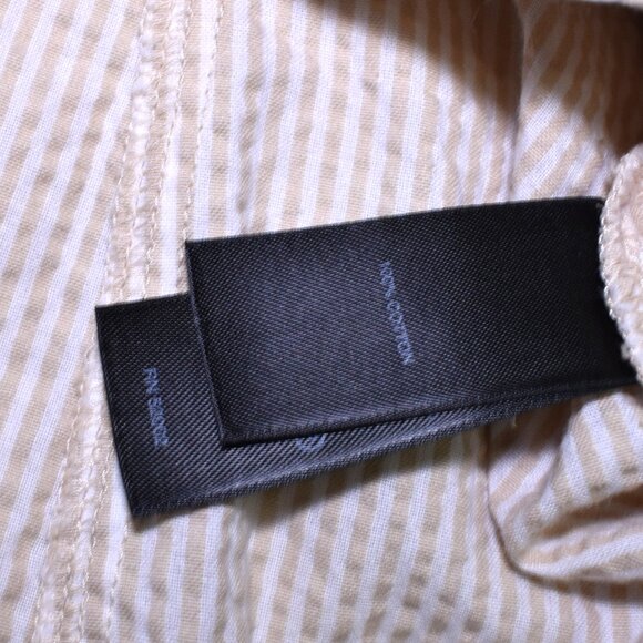 City UNLTD Beige White Pinstripe Cotton Blazer Size 14 Large - Picture 9 of 13